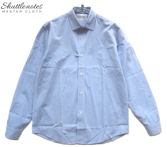 美品日本製!!シャトルノート Shuttle notes*胸ポケット付き オックスフォードシャツ M 水色 拍卖