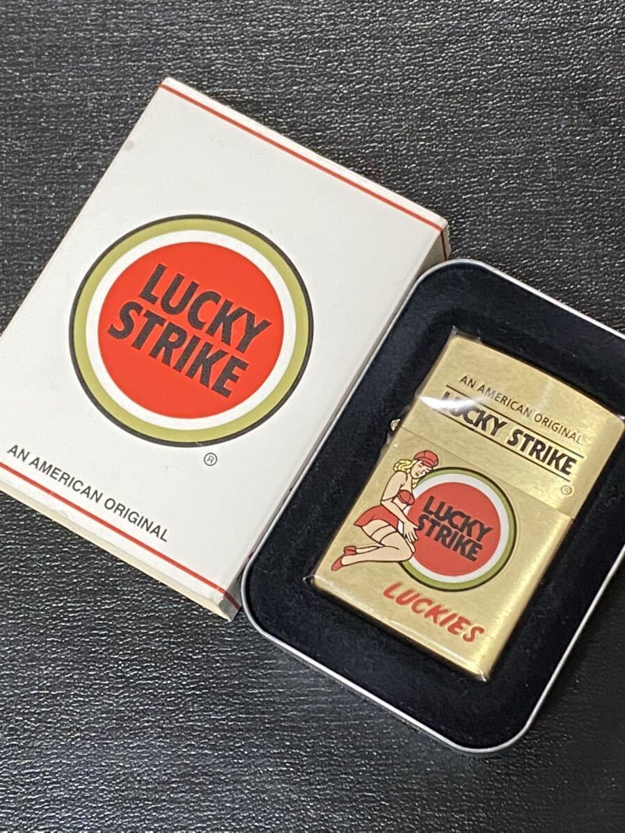 zippo ラッキーストライク ゴールド 限定品 希少モデル ヴィンテージ 1999年製 セクシーガール ソリッドブラス LUCKY STRIKE LUCKIES拍卖