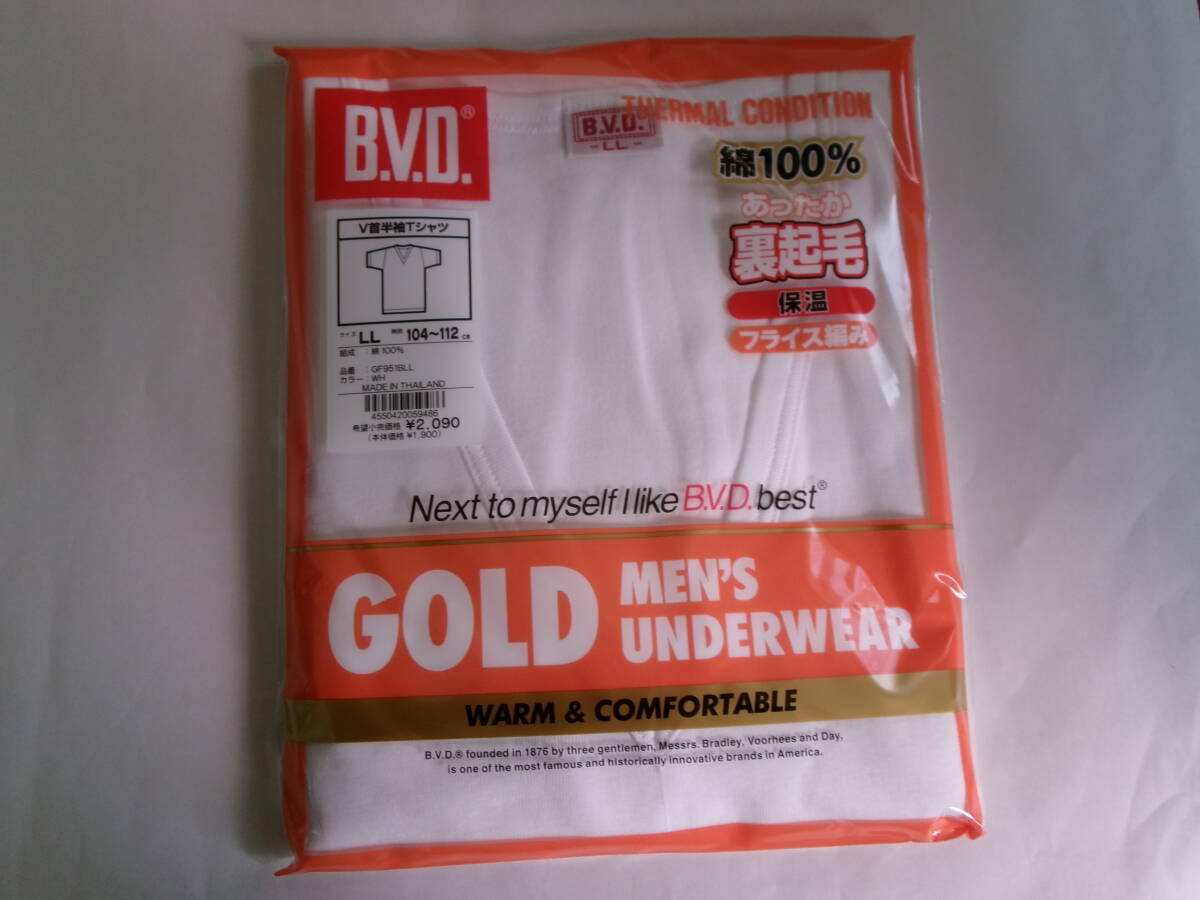 ☆新品 B.V.D. 半袖V首Tシャツ LL(裏起毛)保温 ☆拍卖