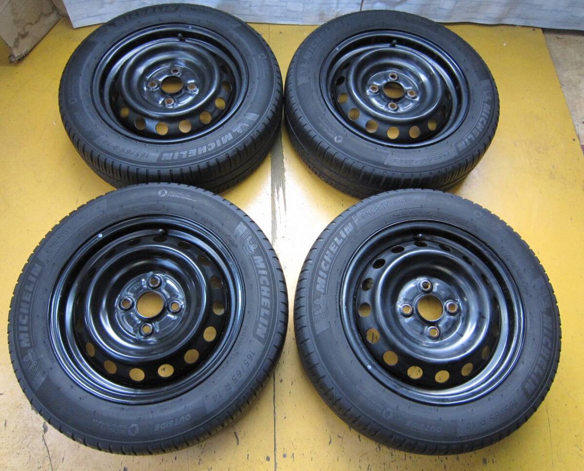 G680☆鉄 165/65R14 ミシュラン ENERGY SAVER4 J14X5J PCD100 4H タンクなど拍卖