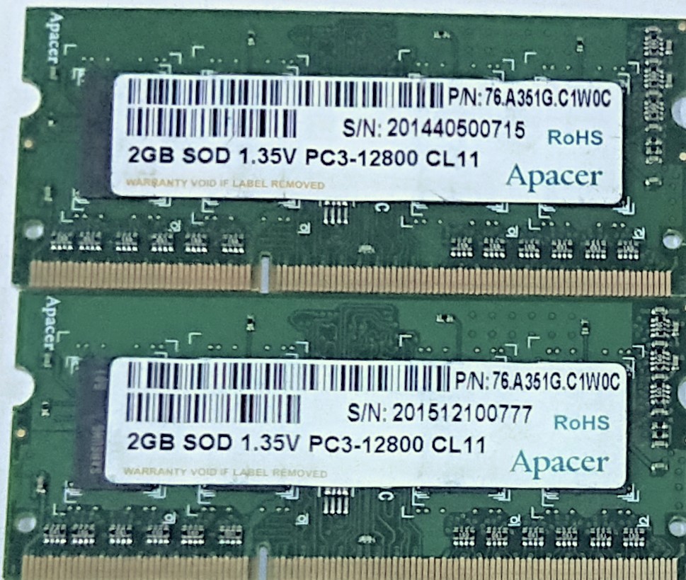 【中古パーツ】PC3 ノートパソコン用 DDR3 メモリ APACER 2GB SOD1.35V PC3-12800 CL11 2GBx2枚 計4GB 送料無料(在庫10枚)■N(203)拍卖