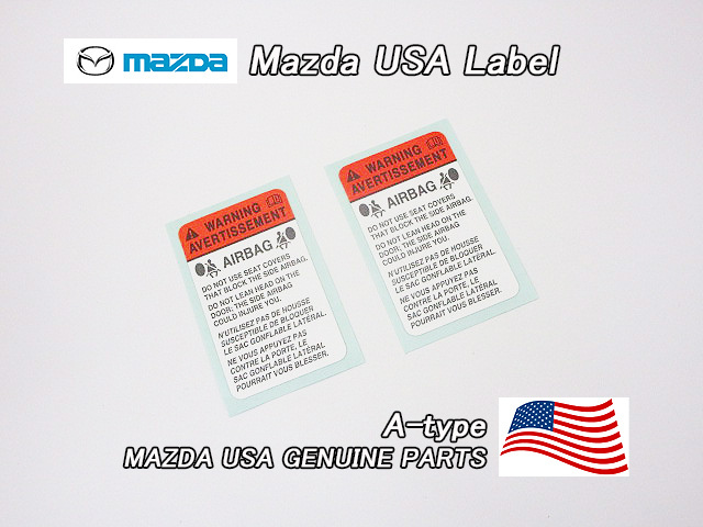 アクセラBK.BL【MAZDA】マツダ3純正USラベル左右2枚Side.AirBag.Caution/USDM北米仕様Mazda3サイドエアバッグAXELAコーションステッカーUSA拍卖