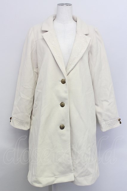 axes femme / COATレース衿ロングコート M 生成り T-24-02-25-023-AX-CO-SZ-ZT-C017拍卖