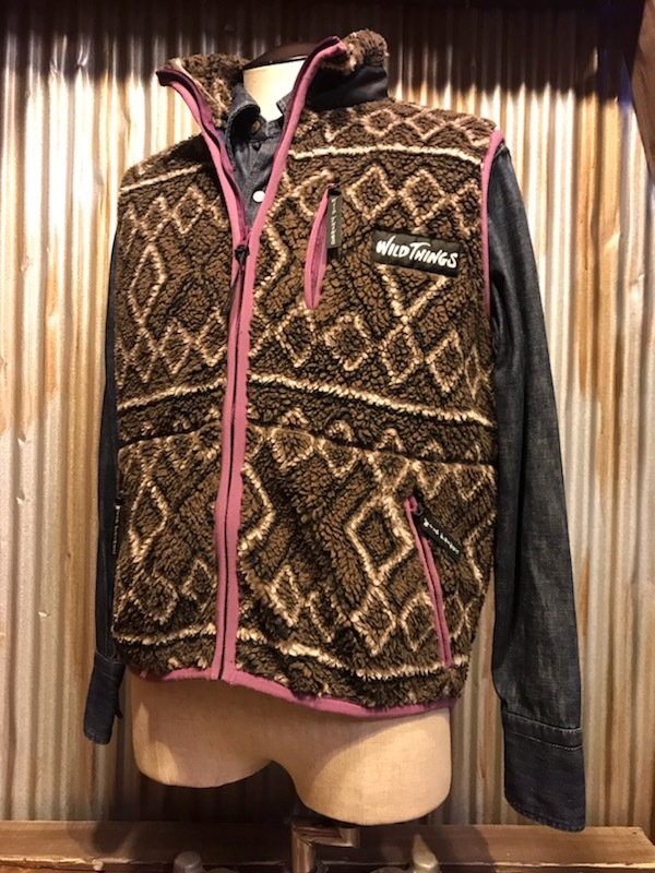 H112 メンズベスト WILD THINGS ワイルドシングス アメカジ アウトドア カジュアル ボア フリース 柄 パープル (8)/ M拍卖
