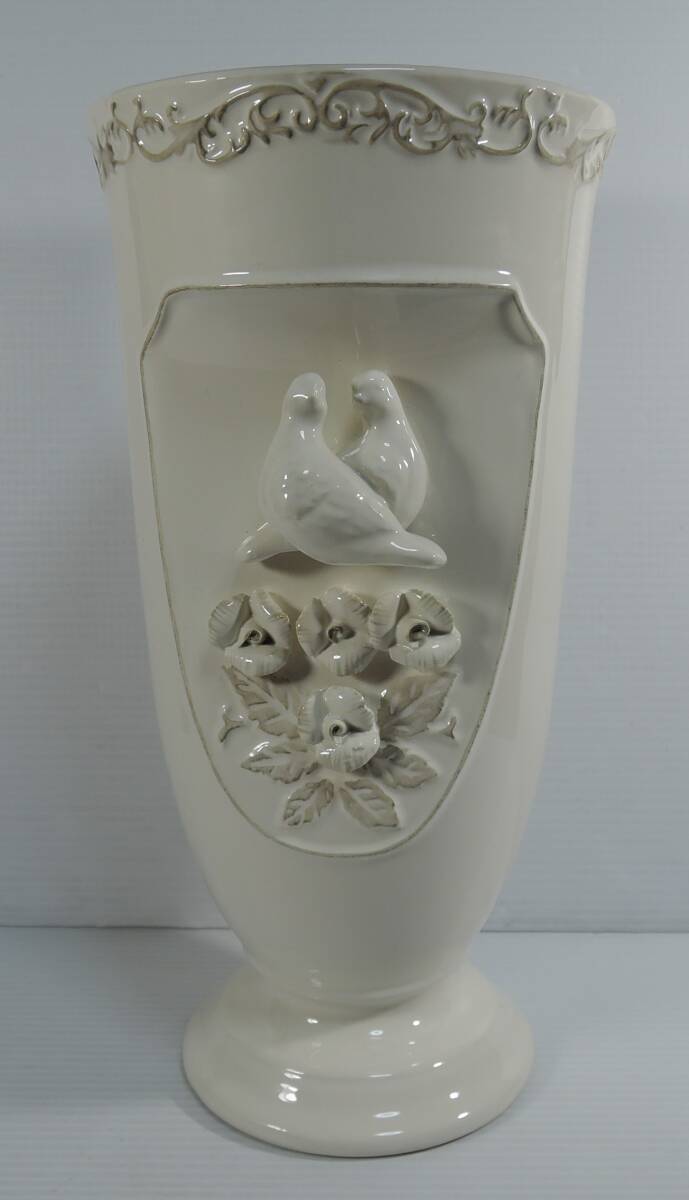 ☆TM■K・E・I GREEN HOUSE レリーフ 鳩/花 花瓶■未使用拍卖