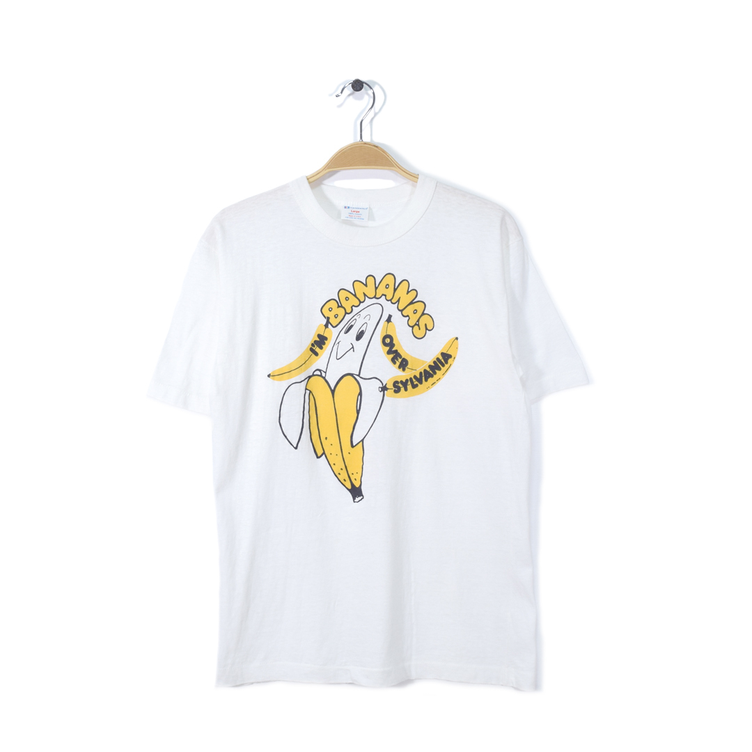 【送料無料】80s CHAMPKNIT チャンプニット BANANAS バナナ USA製 ヴィンテージTシャツ 白 サイズL 古着 @BZ0216拍卖