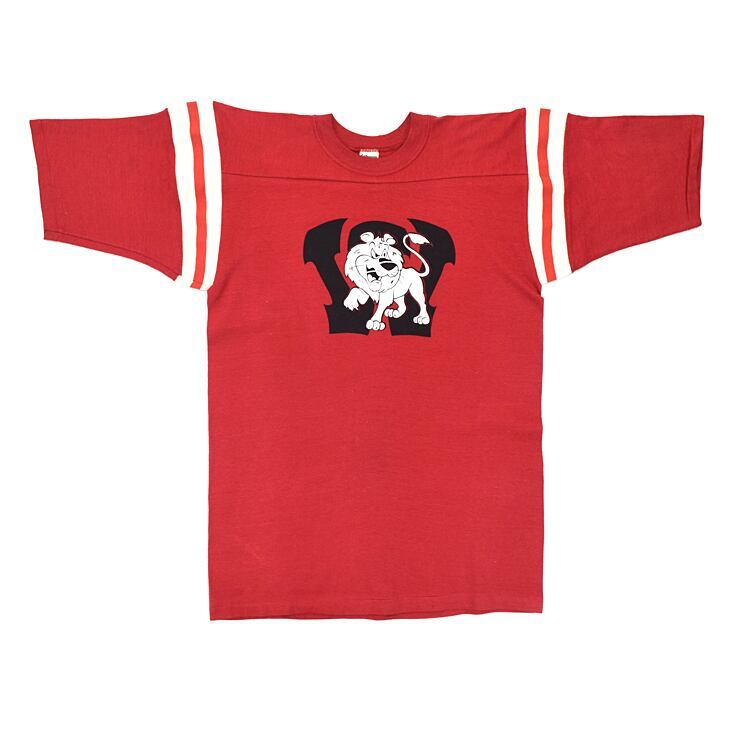【送料無料】80s カレッジエイトパシフィック ライオン ヴィンテージTシャツ COLLEGIATE PACIFIC フットボールT サイズL 古着 @BZ0194拍卖