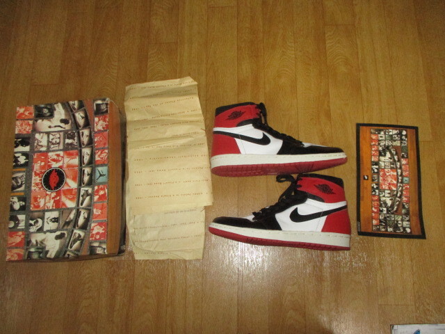 ジョーダン1・シカゴ・白赤黒→つま黒 94年 ナイキ正規品 当時物 ゴールデンサイズ 27.5㎝ 未使用 デッドストック 完品拍卖