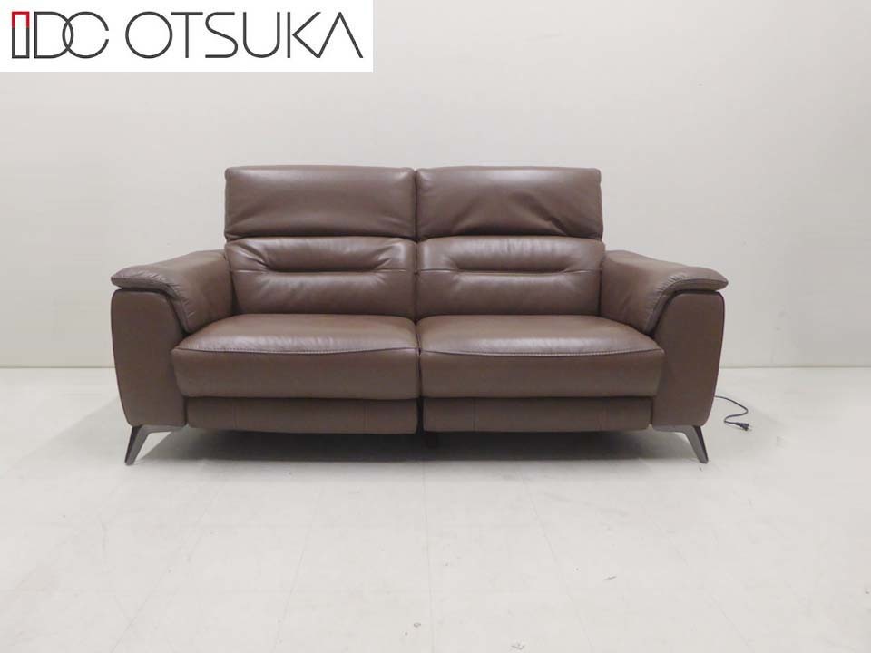 美品■IDC大塚家具■L/S relax42 本革レザー 電動リクライニング ソファ 2人掛けソファ拍卖