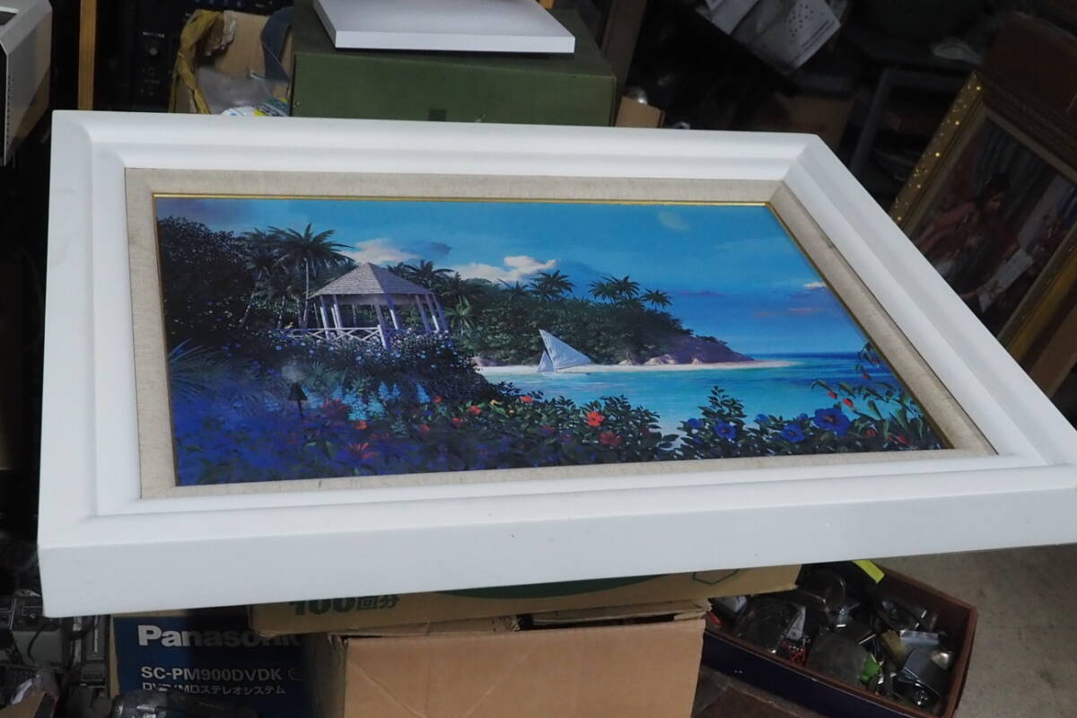 額、風景画、/210,75x54x7,白い頑丈な額拍卖