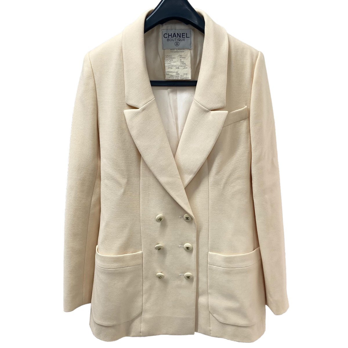 CHANEL シャネル PO4354 C95 ダブルジャケット 38 ヴィンテージ ココマークボタン拍卖