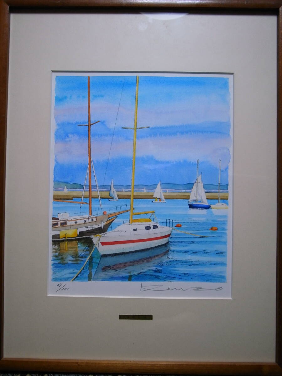 ★ 長谷賢三 リトグラフ +手彩色 夏空 美品 ★拍卖