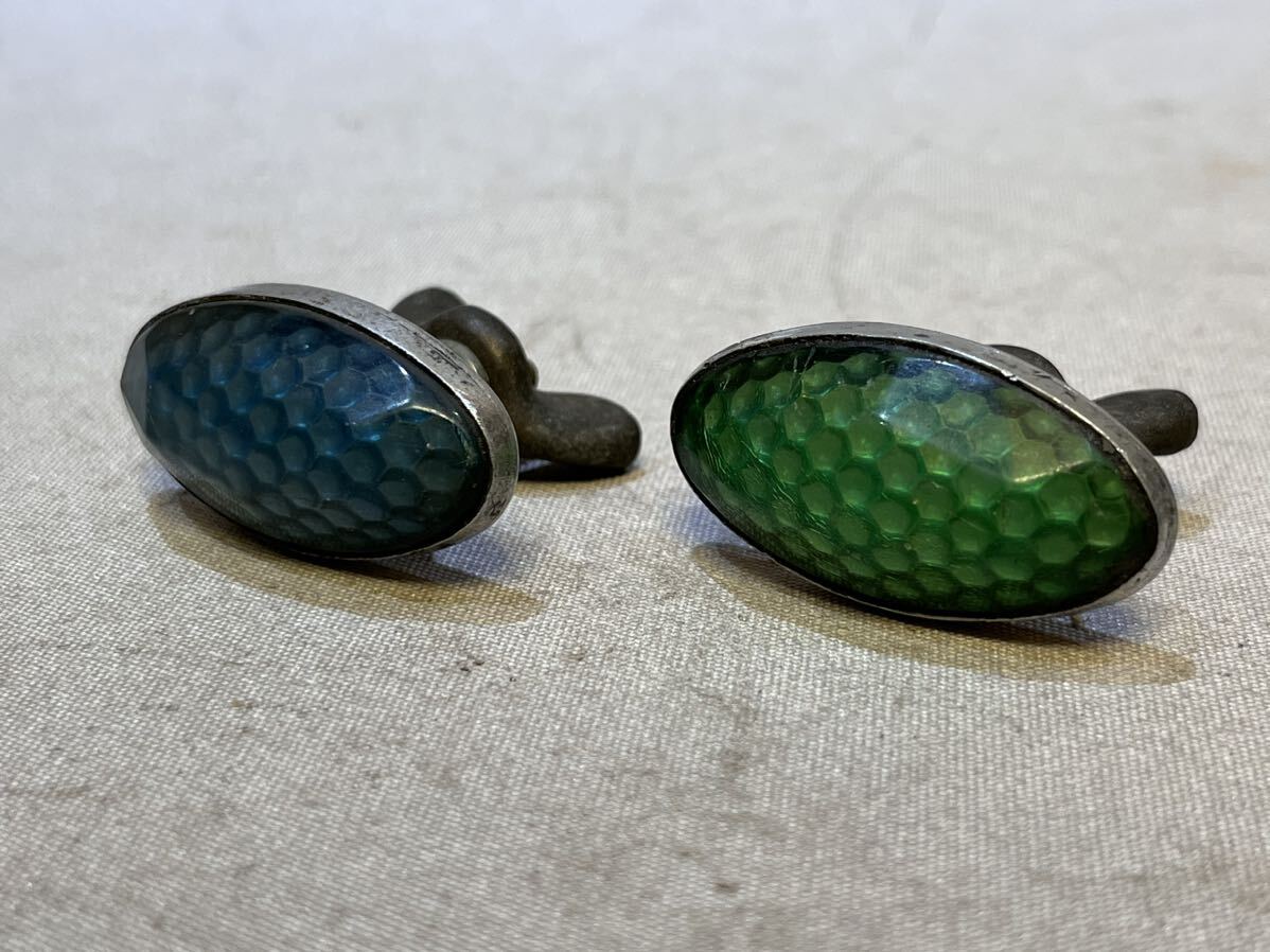 ① レア 当時物 ビンテージ キャッツアイ 緑 プラ リフレクター ハーレー ナックル パン ショベル トライアンフ 純正 シュウィン SCHWINN K拍卖