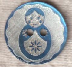 ドイツ 貝ボタン バブシュカ 2穴ボタン ブルー シェルボタン拍卖