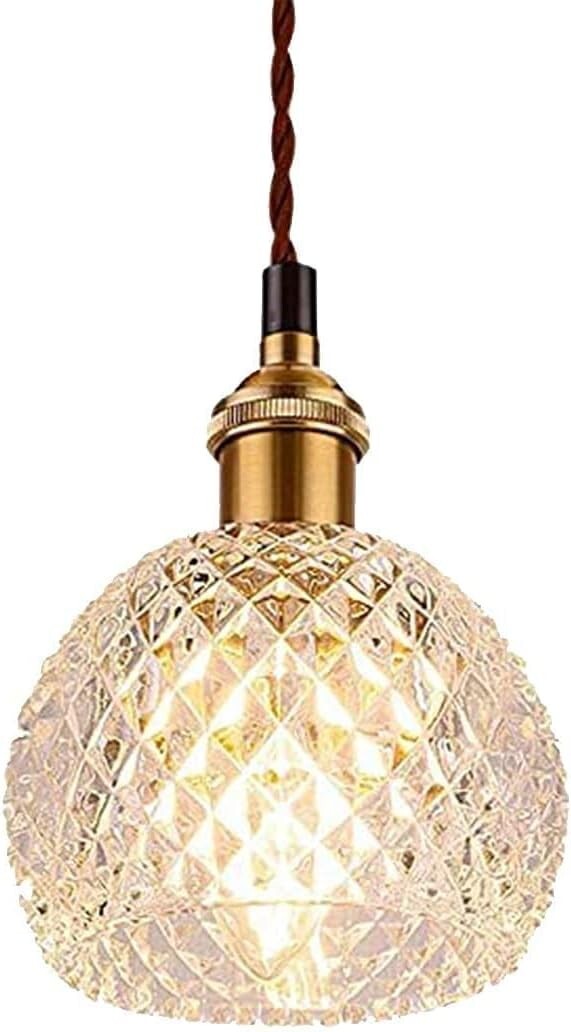 OTD ガラスペンダントライト 1灯 シャンデリア 真鍮 LED対応 E17口金 北欧 クリスタルガラス 【引掛シーリング式】電球別売り拍卖