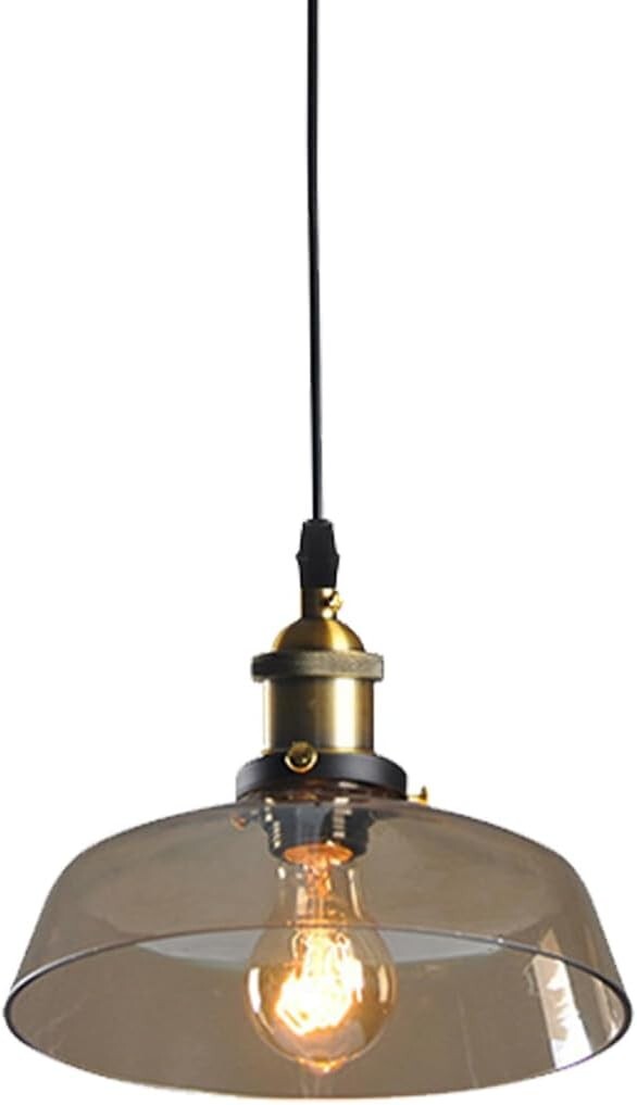 OTD 工業風ペンダントライト 1灯 ガラス ヴィンテージ 工事不要 E26口金 LED対応 天井照明【Aタイプ 引掛けシーリング】琥珀色 電球別売り拍卖
