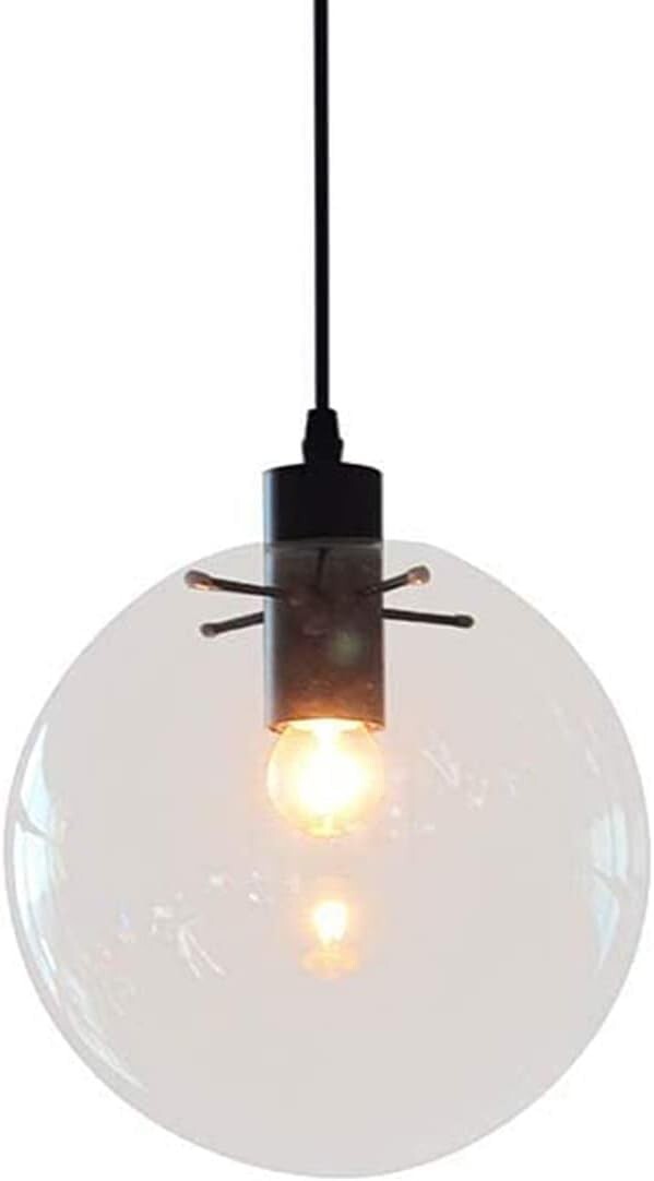 OTD 球形ペンダントライト 1灯 吊り下げライト 工事不要 E26口金 LED対応 ガラス クリア 天井照明 シンプル【30cm 引掛けシーリング式】拍卖