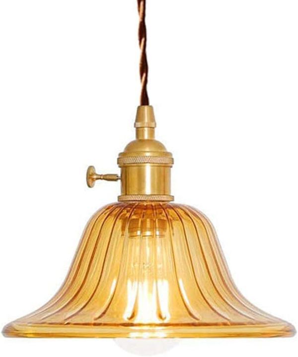 OTD 小型ガラスペンダントライト モダン インテリア 1灯 真鍮 E26 吊下げ灯 シンプル 北欧 アンティーク 【茶色 引掛けシーリング式】拍卖