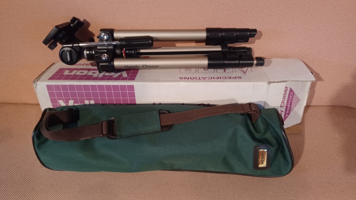 Velbon PH-157G付 HANDY CHASER TRIPOD カメラ三脚 中型アルミ製 程度良好 ケース、元箱付拍卖