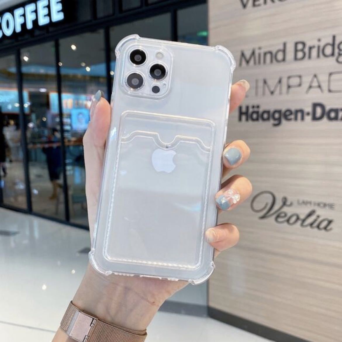 iPhone13ProMaxケース クリア ソフトケース カード収納 クリア拍卖