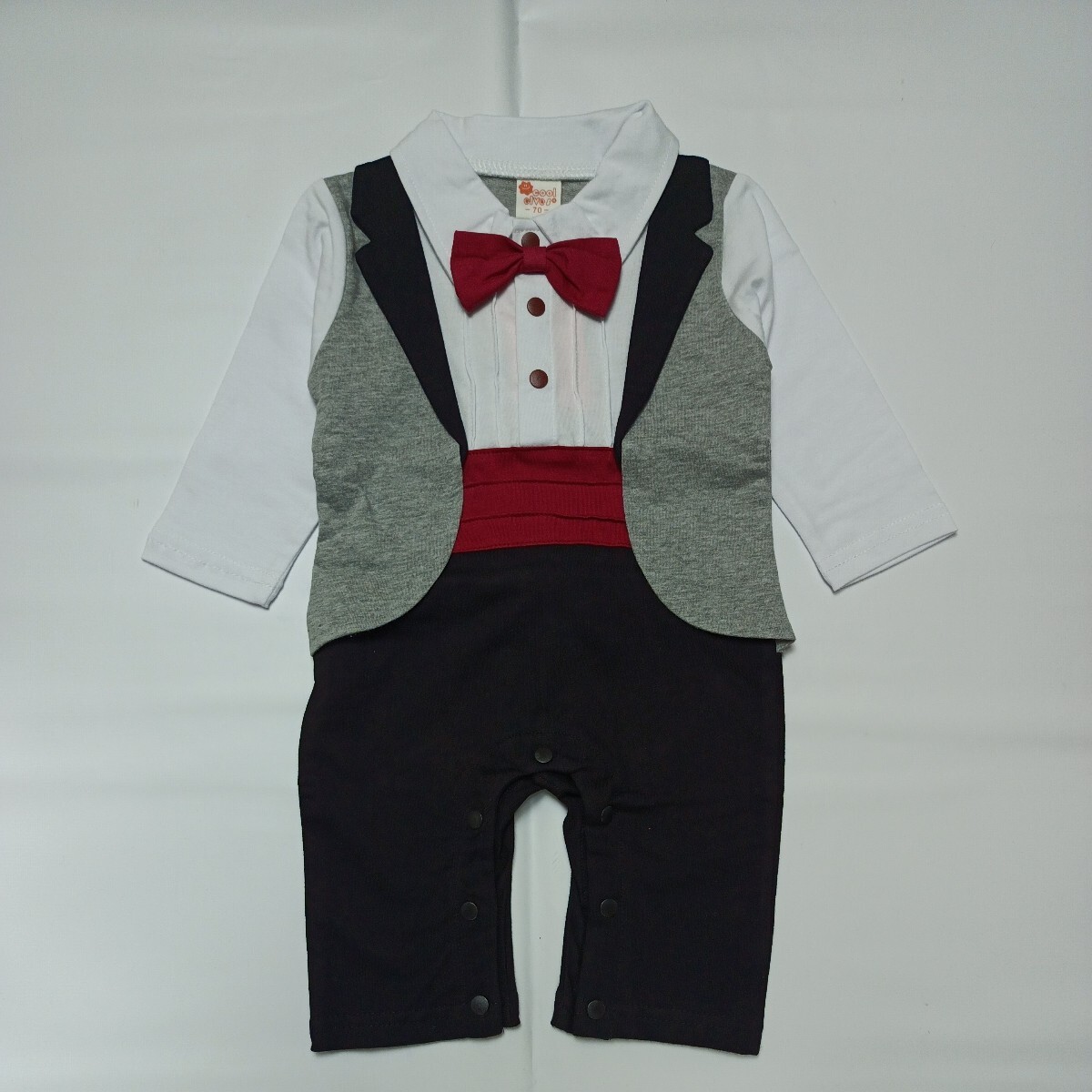 【70サイズ】【未使用】 ベビー 赤ちゃん 男の子 70 灰 タキシード フォーマル 長袖 ロンパース 結婚式 お誕生日 お祝い 晴れ着 入園式 ④拍卖