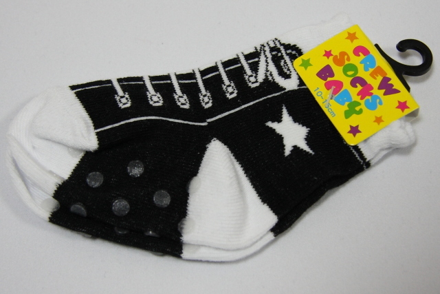 スニーカー柄ベビーソックス/くつした/靴下10-15cm★黒くるぶし拍卖