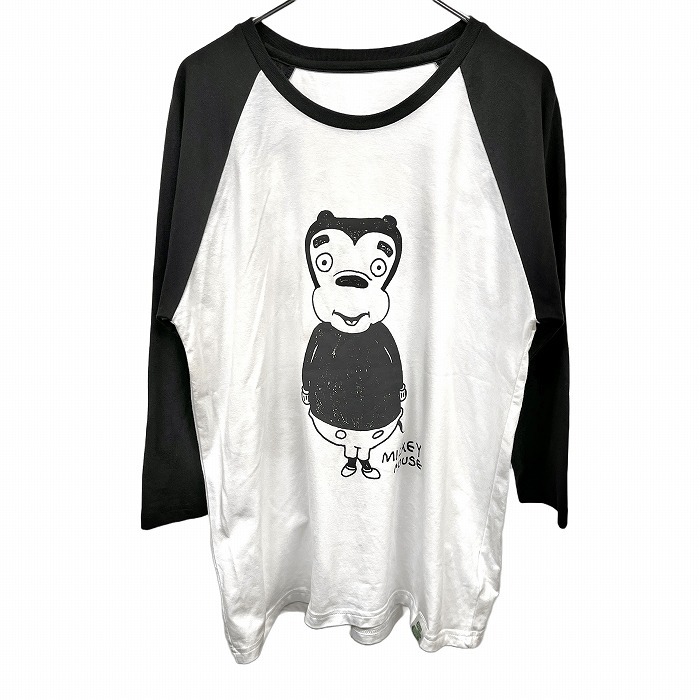 ジャニーズ|ディズニー ARASHI EXHIBITION JOURNEY 嵐を旅する展覧会|Disney Tシャツ ラグラン 7分袖 ホワイト 白×黒 レディース拍卖