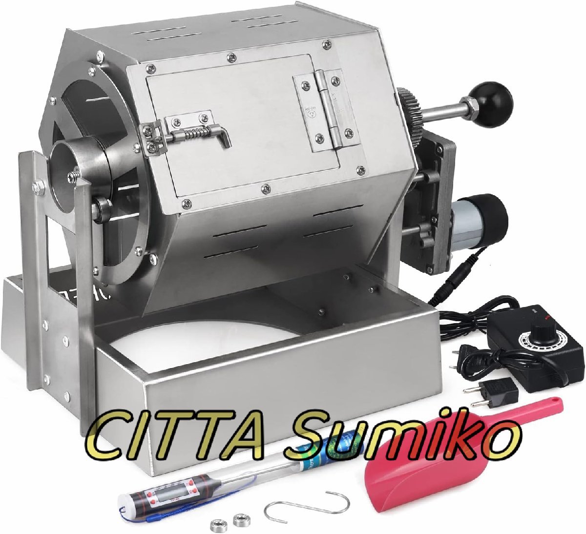 人気商品 電動焙煎機 直火式 小型焙煎機 コーヒー豆ロースター ドラムタイプ 温度計付き ステンレス鋼 業務用 家庭用 5L拍卖