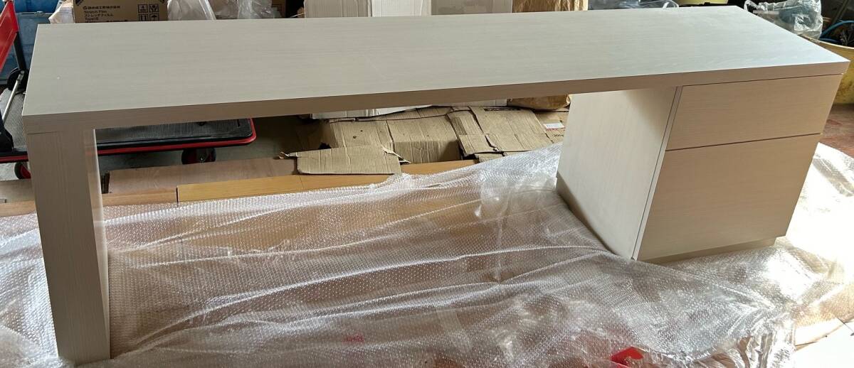 モデル展示 造作 テーブル 勉強机 二人用 一人用 棚付き W2184×D500×H700㎜ 栃木県出荷 直接引取可能拍卖