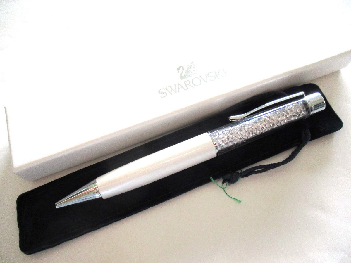 ★とちぎ屋!【SWAROVSKI】スワロフスキー クリスタルライン ホワイトカラー ボールペン 滑らかな書き味!ほぼ未使用品★拍卖