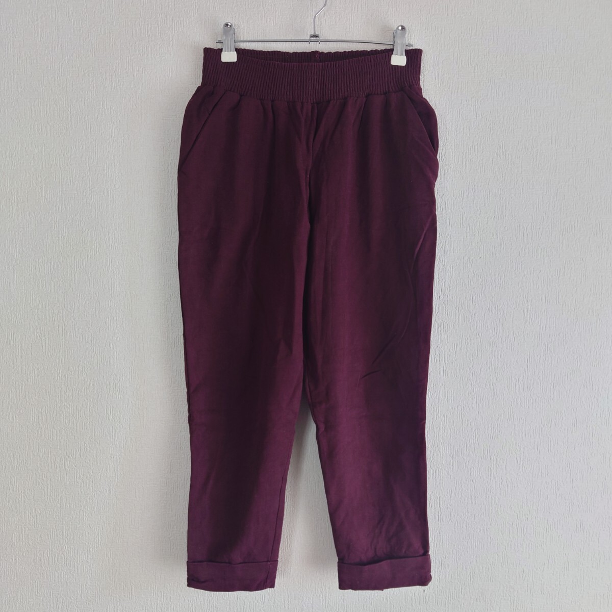 Okiraku オキラク サルエル パンツ ゴムパンツ エンジ ワインレッド 拍卖