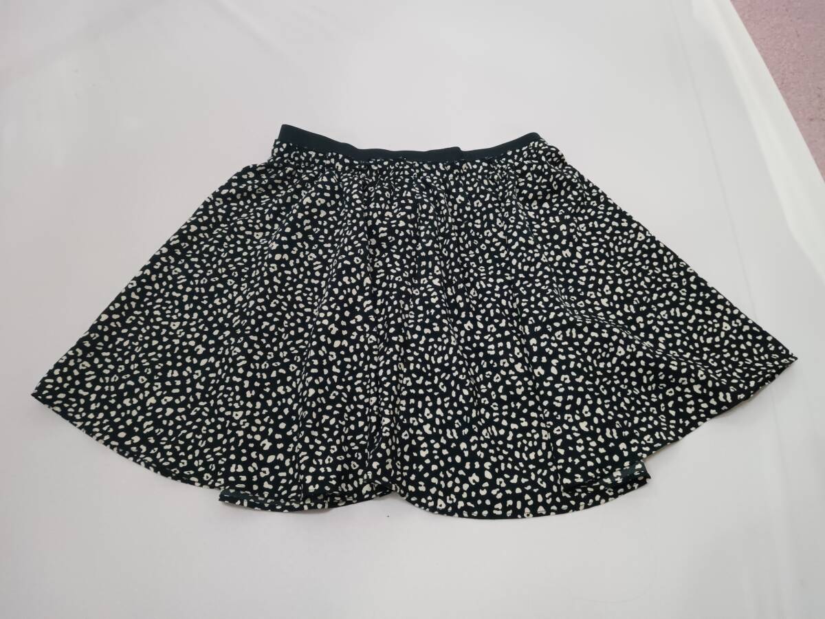 LOWRYS FARM ローリーズファーム ミニスカート ブラック×オフホワイト ヒョウ柄 レディース 腰部分ゴムのため伸縮自由です サイズF拍卖