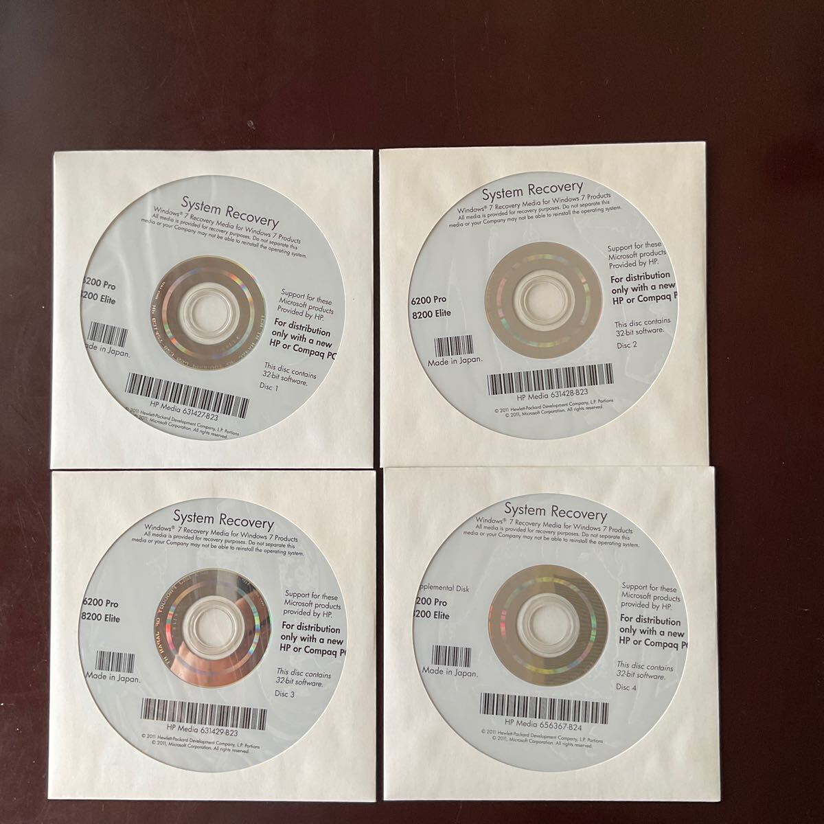 ◎(429-1) 新品 HP Pro6200/Elite8200 System Recovery ディスク 4枚拍卖