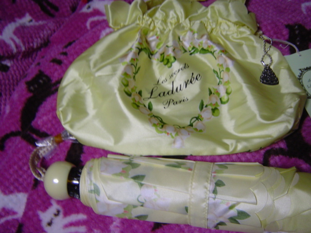 LADUREE 雨傘 折畳み イエロー かわいいすずらん柄 かさ 新品拍卖