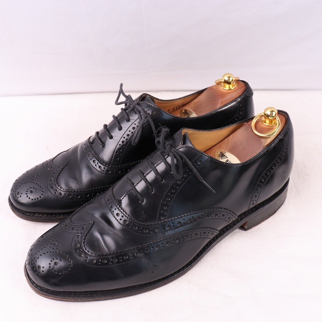 BARKER 8 G / 26.5cm~27.0cm 位/ウィングチップ 内羽根 黒 イングランド 英国靴 バーカー 本革 メンズ 古着 中古 ds4338拍卖
