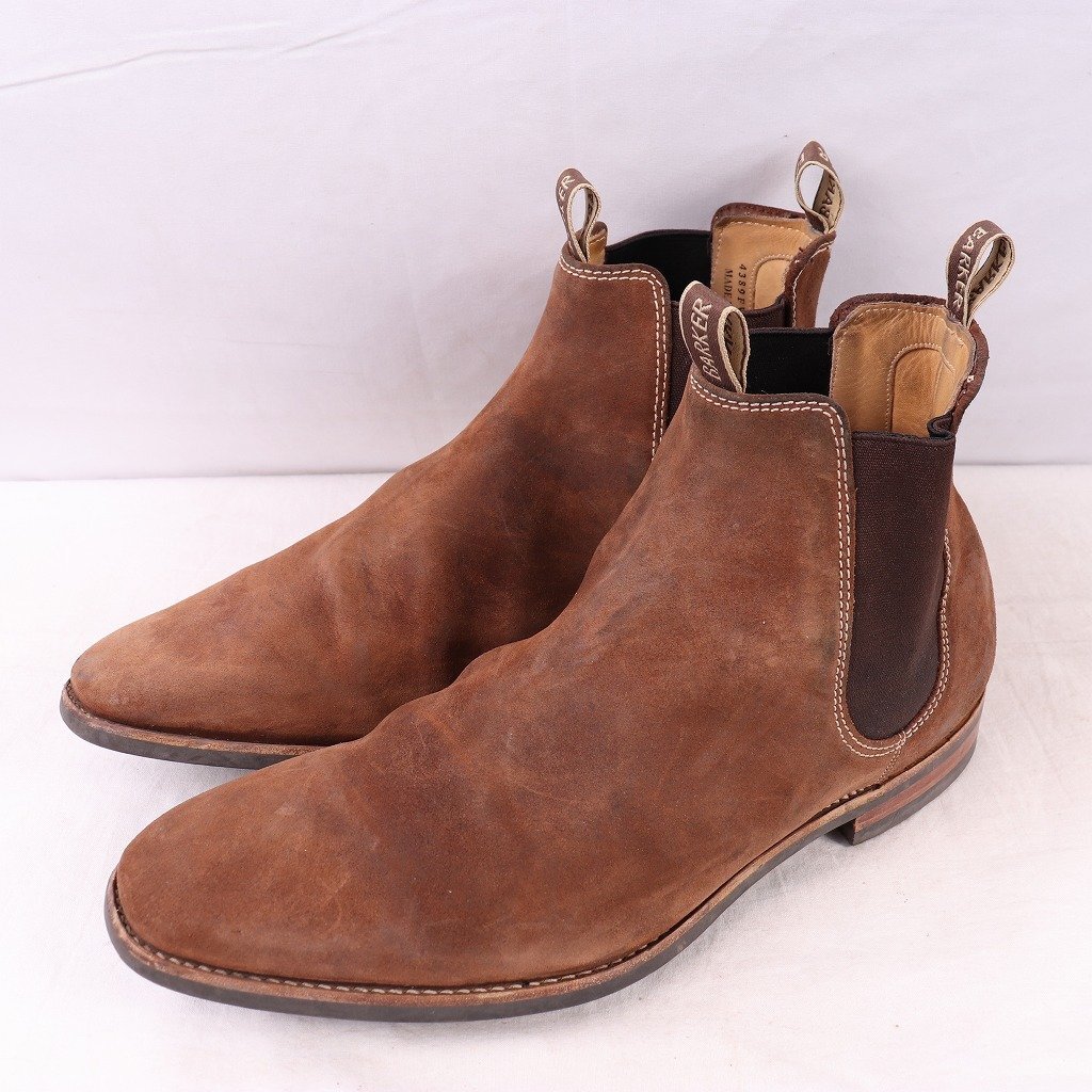 BARKER 11 F / 29.5cm~30.0cm 位/チェルシーブーツ サイドゴア スエード 茶 イングランド 英国靴 バーカー 本革 メンズ 古着 中古 ds4343拍卖