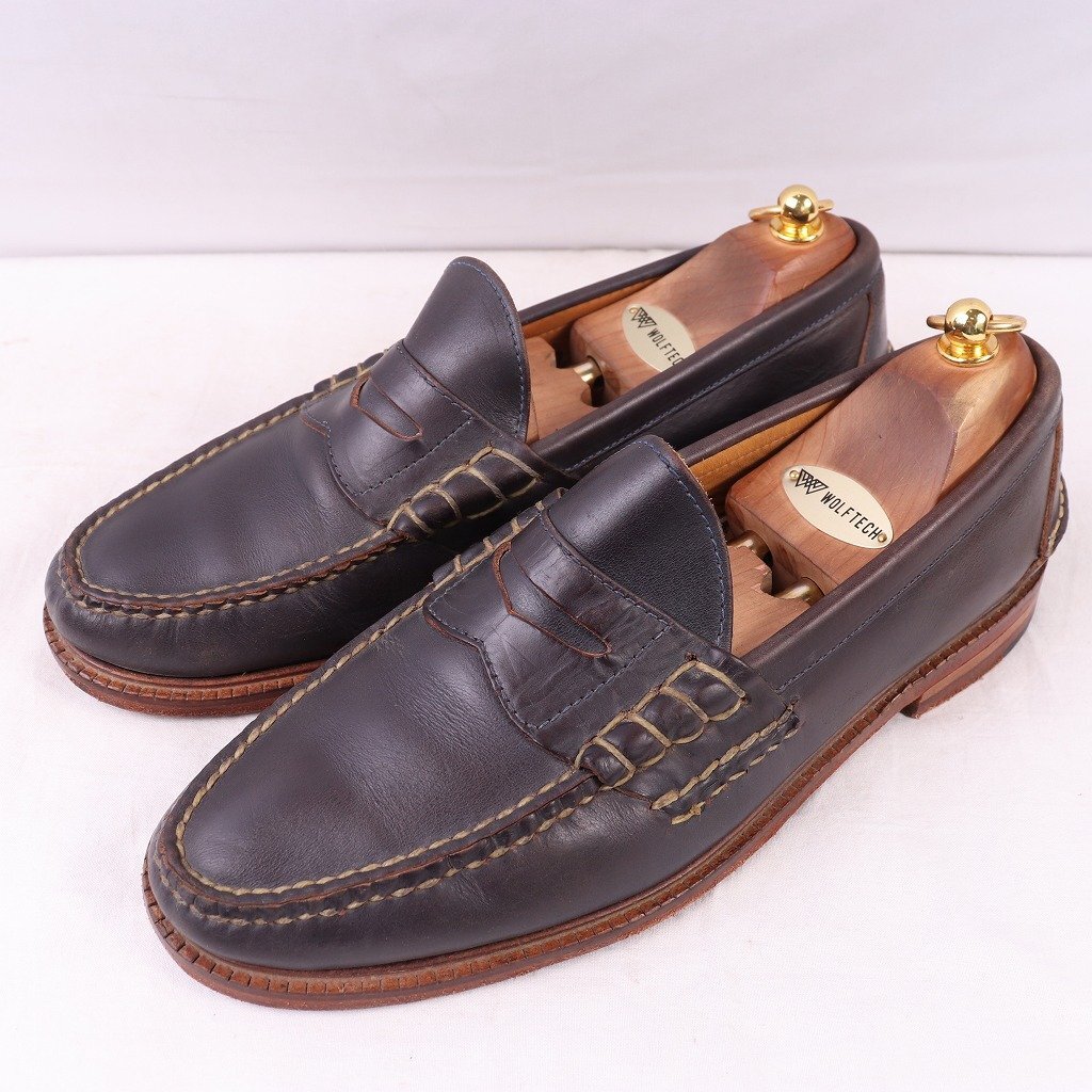 USA製 SEBAGO 9 1/2 D セバゴ ペニーローファー ネイビー 紺 アメリカ製 ハンドソーン コインローファー メンズ 本革 中古 古着 ds4366拍卖