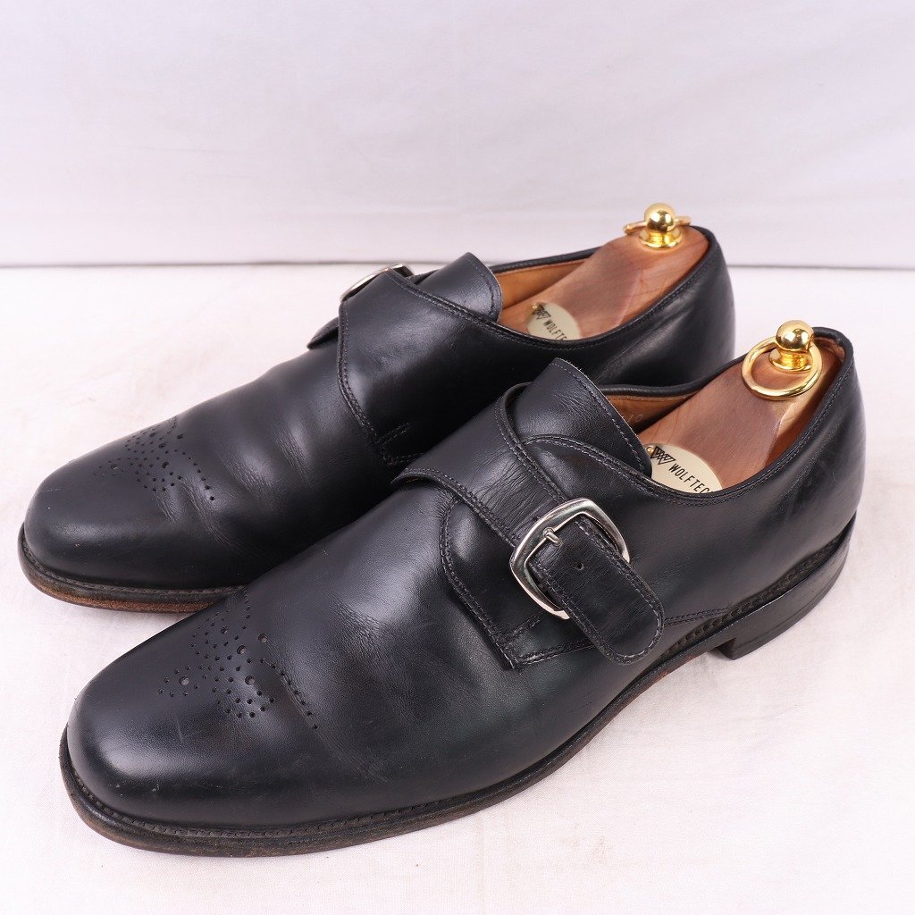 アレンエドモンズ 10 E モンクストラップ ブラック 黒 ALLEN EDMONDS USA製 ドレス メンズ 革靴 中古 古着 ds4391拍卖