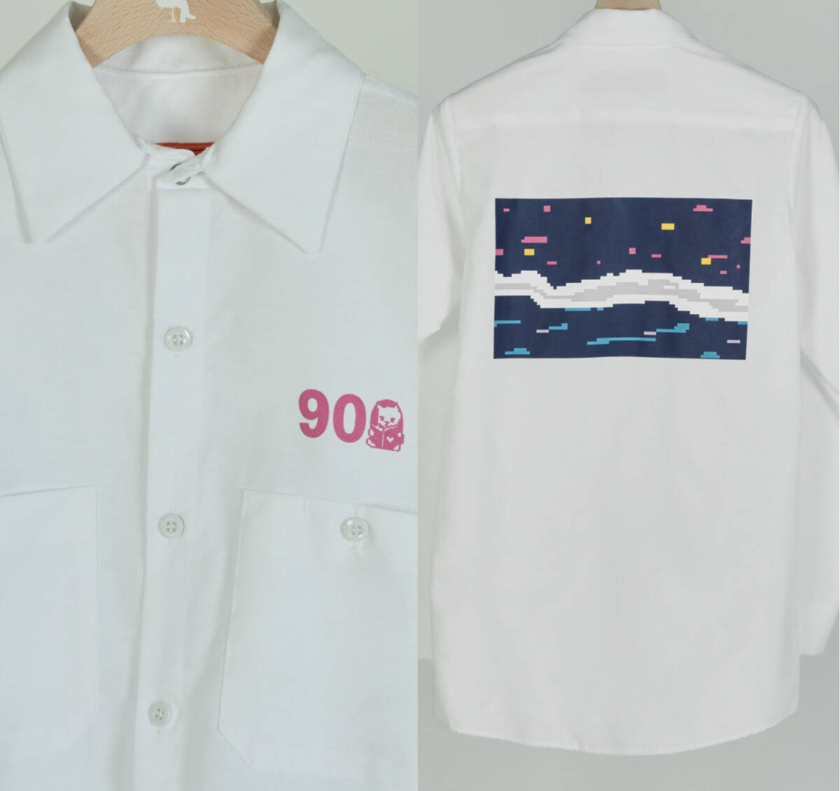 【国内正規品】小沢健二 ピクセル抽象画ワークシャツ L ホワイト スチャダラパー ぶぎ・ばく・べいびー オザケン ツアー シャツ拍卖