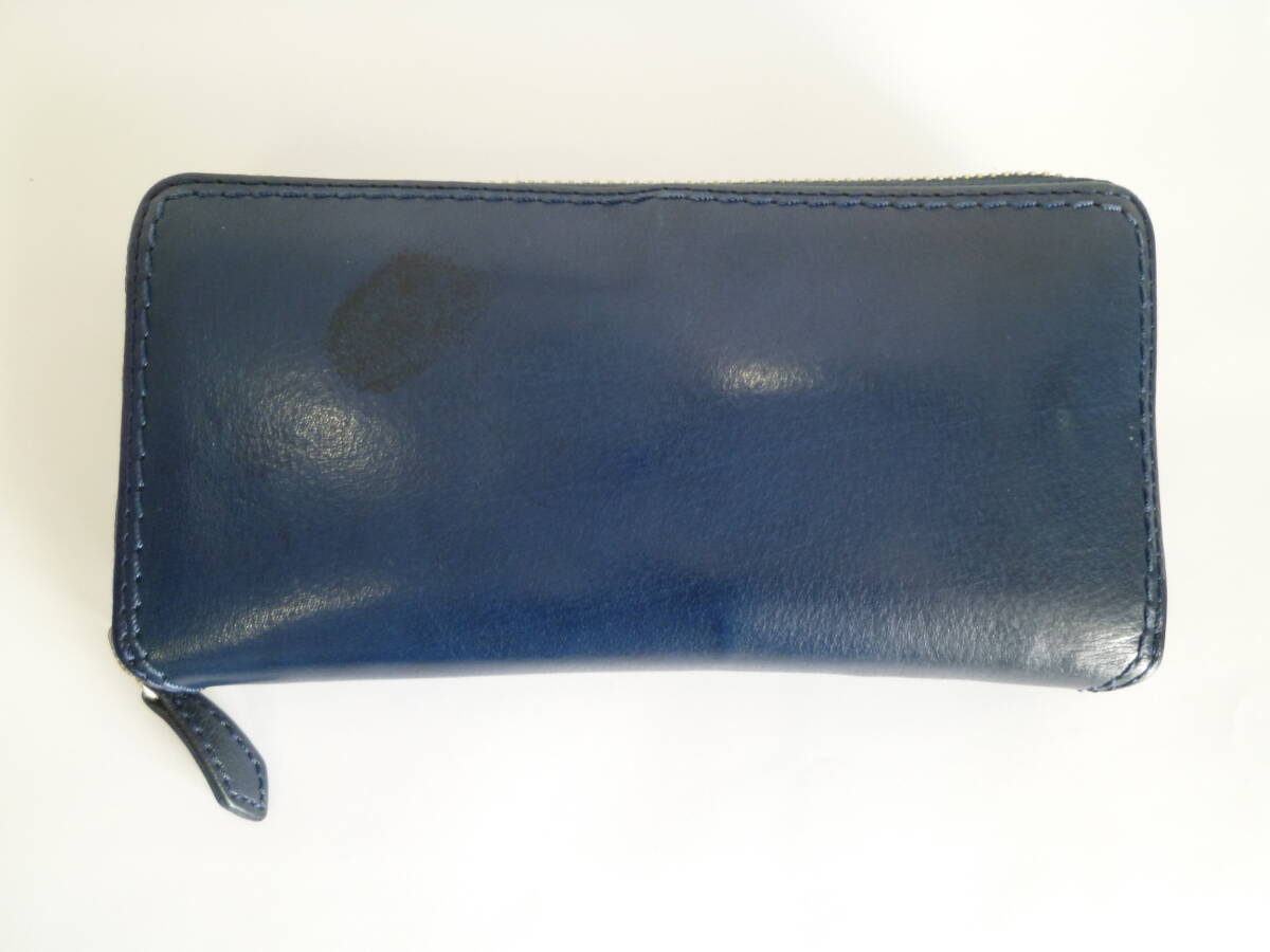 62300◆NELD/ネルド ラウンドファスナー 長財布 カラー:ネイビー系/紺色 サイズ:約19×9.5×3cm 牛革 保護袋有◆拍卖