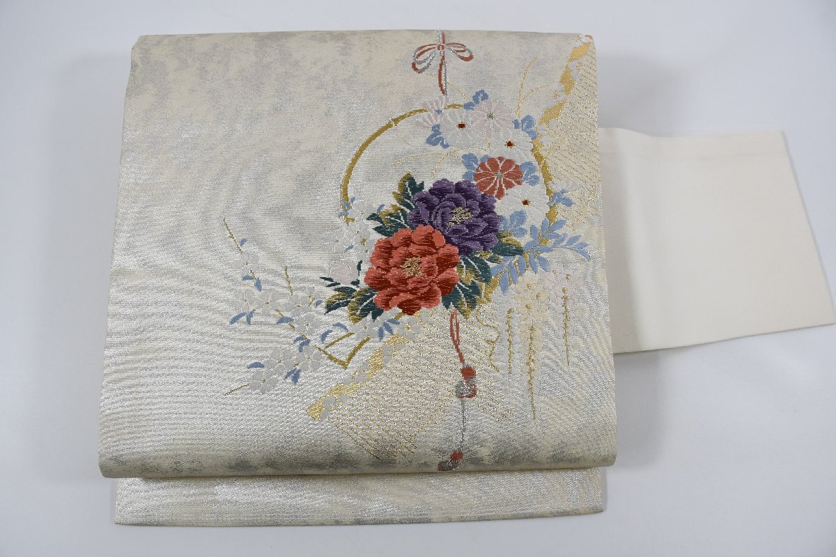 名古屋帯 花 牡丹 帯丈364cm ★着物屋 ne-9059 桜庭呉服店拍卖
