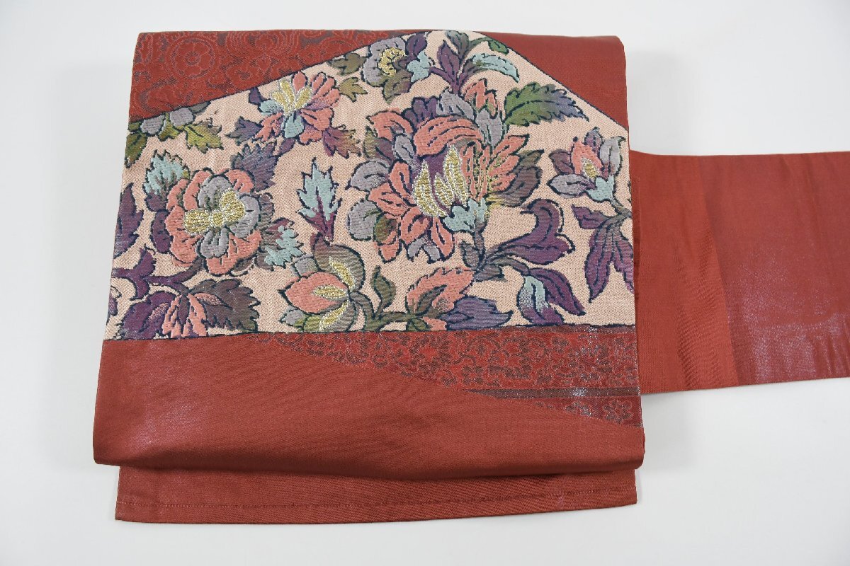 名古屋帯 唐花 帯丈352cm ★着物屋 ne-9277 桜庭呉服店拍卖