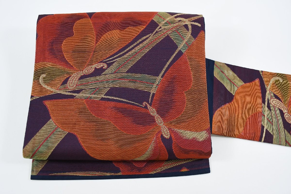 名古屋帯 蝶々 帯丈342cm ★着物屋 ne-9288 桜庭呉服店拍卖