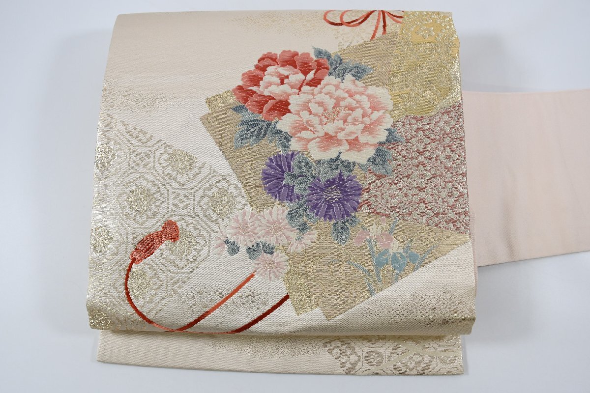 名古屋帯 牡丹 花 帯丈362cm ★着物屋 ne-9356 桜庭呉服店拍卖