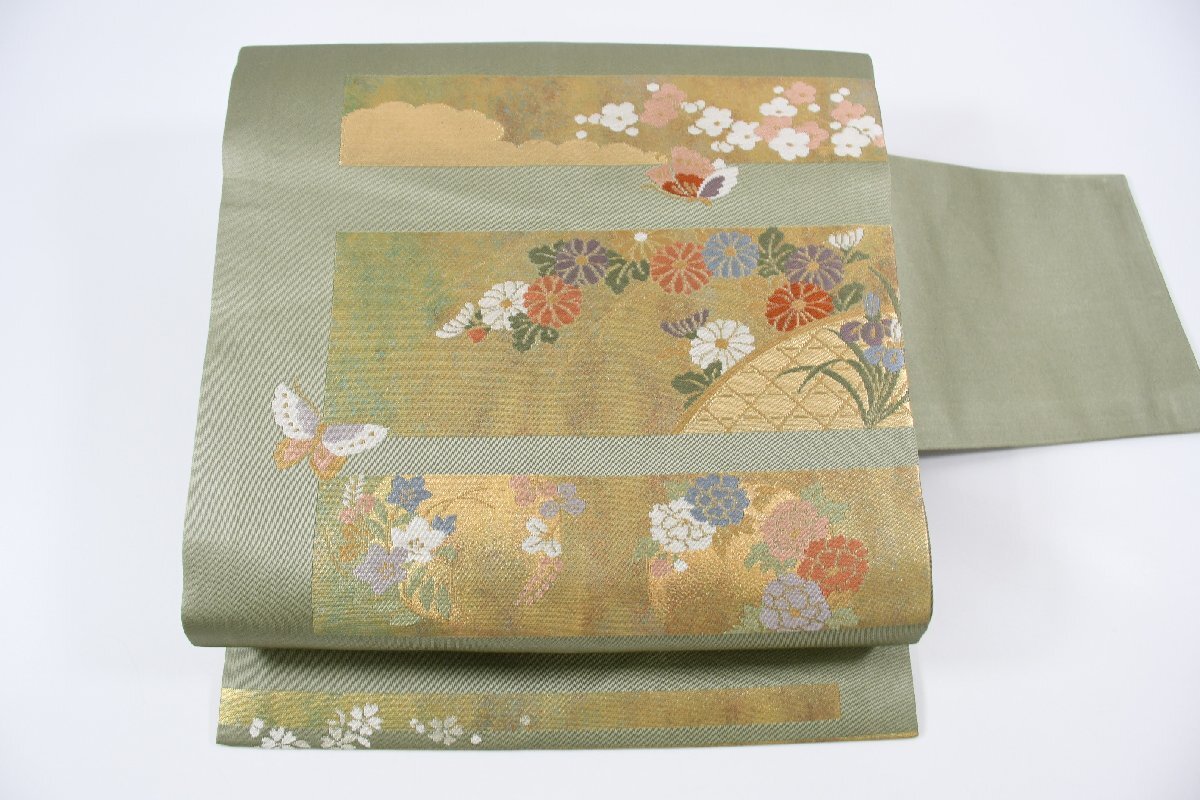 名古屋帯 花 秋草 帯丈360cm ★着物屋 ne-9351 桜庭呉服店拍卖