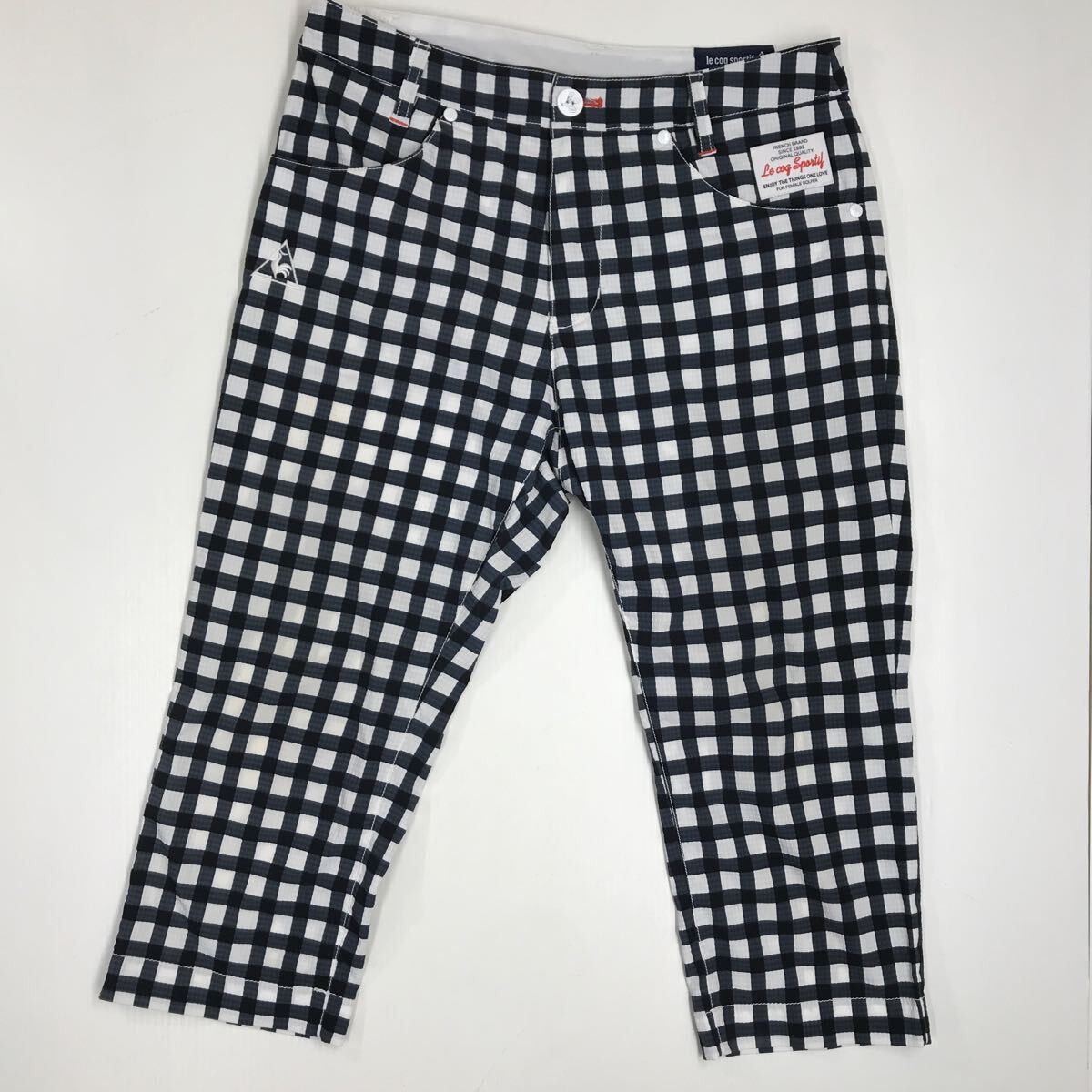 le coq sportif ルコックスポルティフ ゴルフパンツ ショートパンツ チェック柄 ちりめん 薄手 GOLF レディース 7号 34-103a拍卖