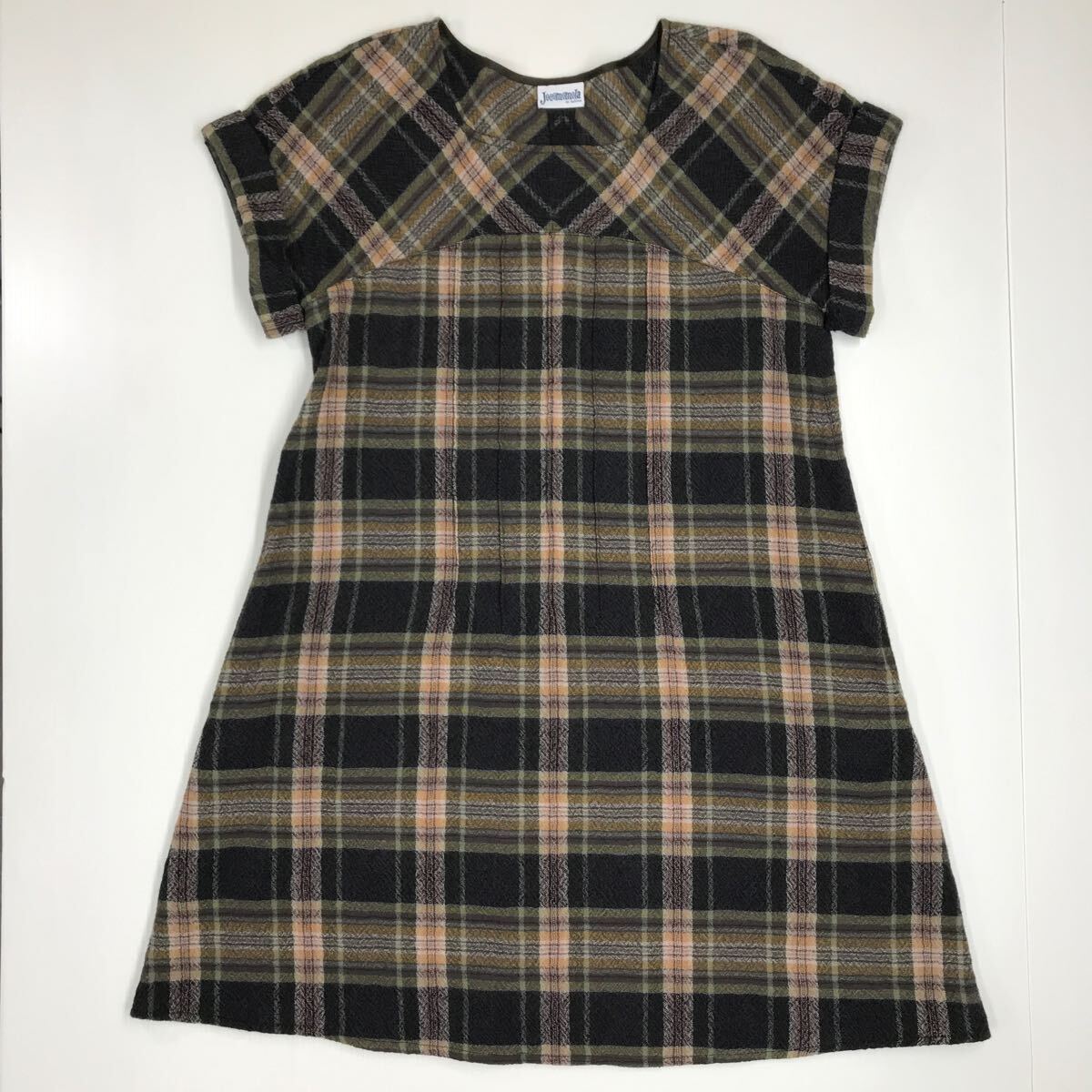 Jocomomola ホコモモラ ノースリーブワンピース チェック柄 ウール シビラ サイズ40 34-112a拍卖