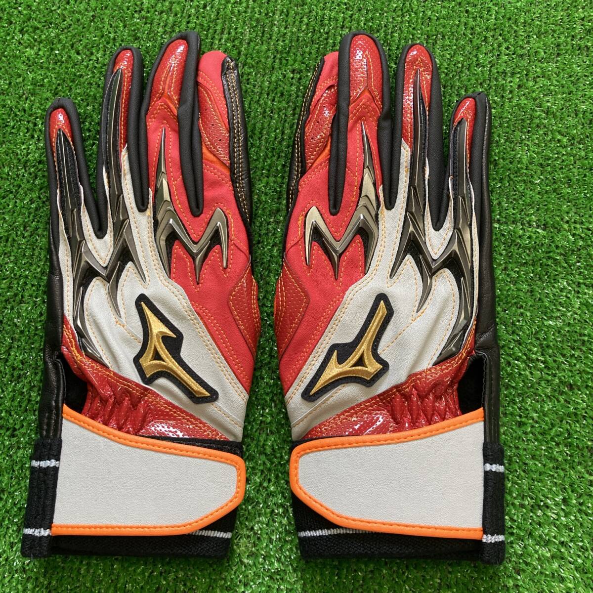 44 限定品 ミズノプロ バッティング手袋 両手 25cm レッド×オレンジ 1EJEA53061 新品拍卖