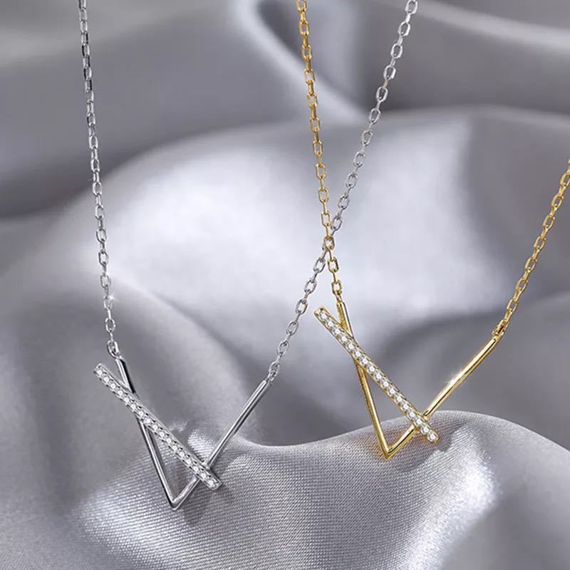 V型V字ネックレス ゴールド、シルバー S925 レディース 2カラー シンプル アクセサリー 新品拍卖
