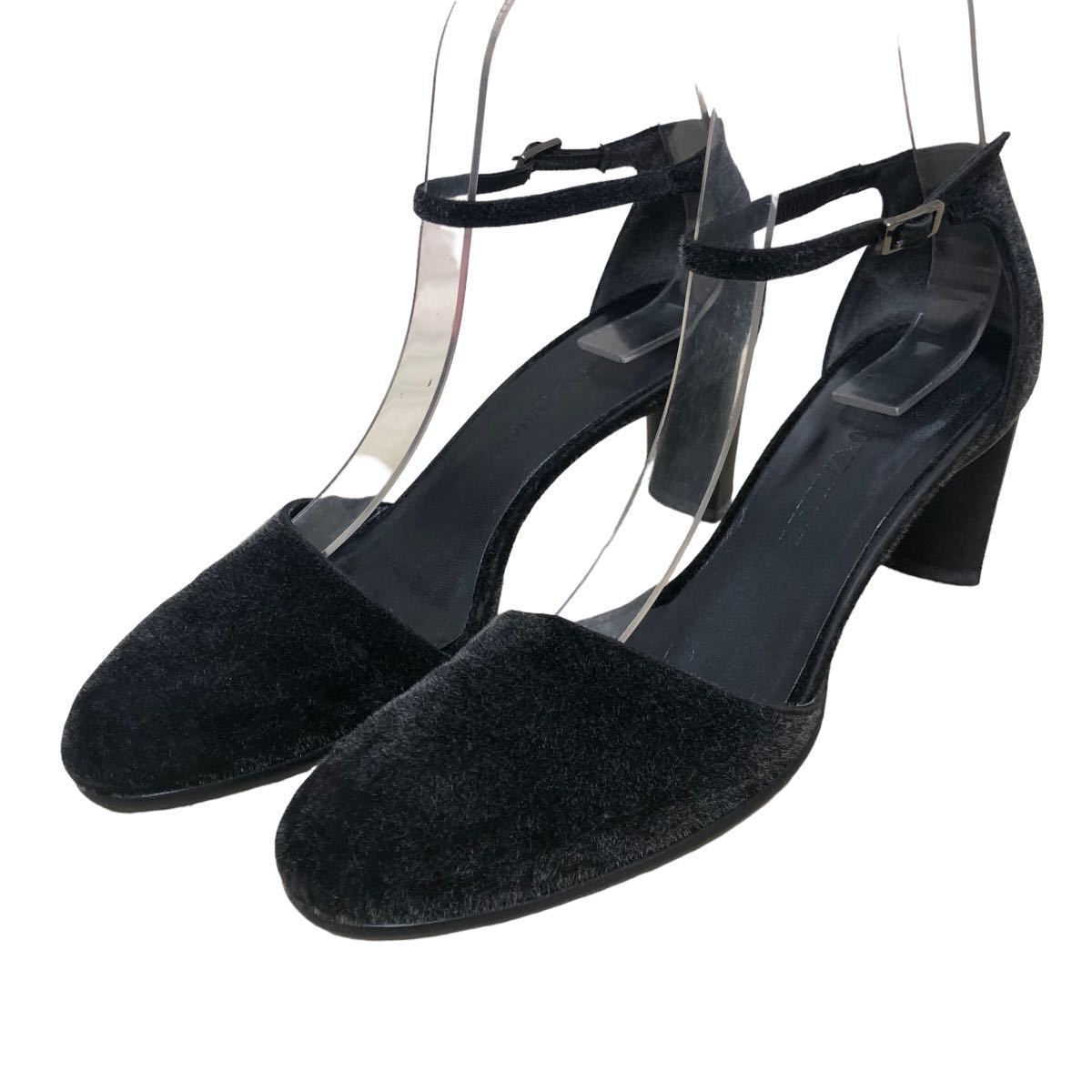 AH246 EMPORIO ARMARNI エンポリオアルマーニ アンクルストラップ サンダル 35 約 22.5cm グレー ベロア調 イタリア製拍卖